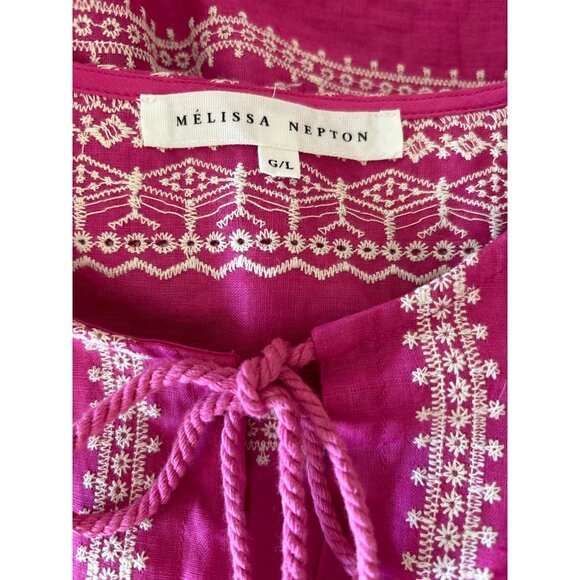 MELISSA NEPTON Bart Dress Size‎ Large Fuchsia White Detailed Embroidery NEW - Picture 10 of 11